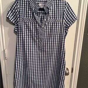 Vineyard Vines Blue & White Gingham Short Sleeve Shirt Dress